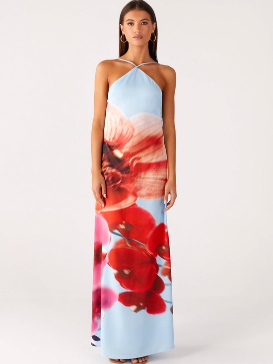 Peppermayo Dresses & Skirts - Peppermayo Sky Blue Maxi Dress with Red Floral Print